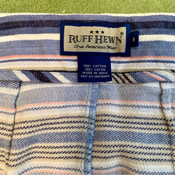 Periwinkle & Navy Blue, White, Beige & Pink Stripe Wrap Around Skirt size 8 - Picture 6 of 6